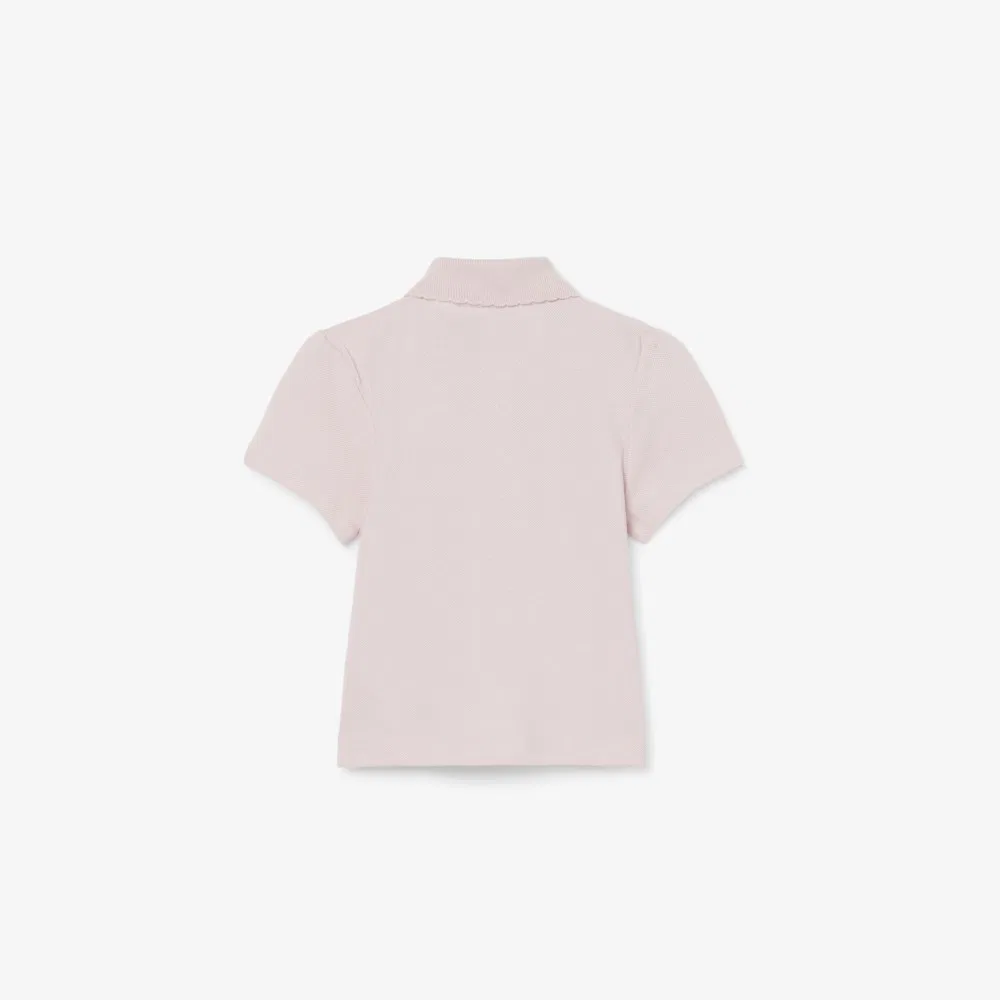 Детская светло-розовая рубашка-поло пике с рукавами-фонариками от Lacoste — фото 3