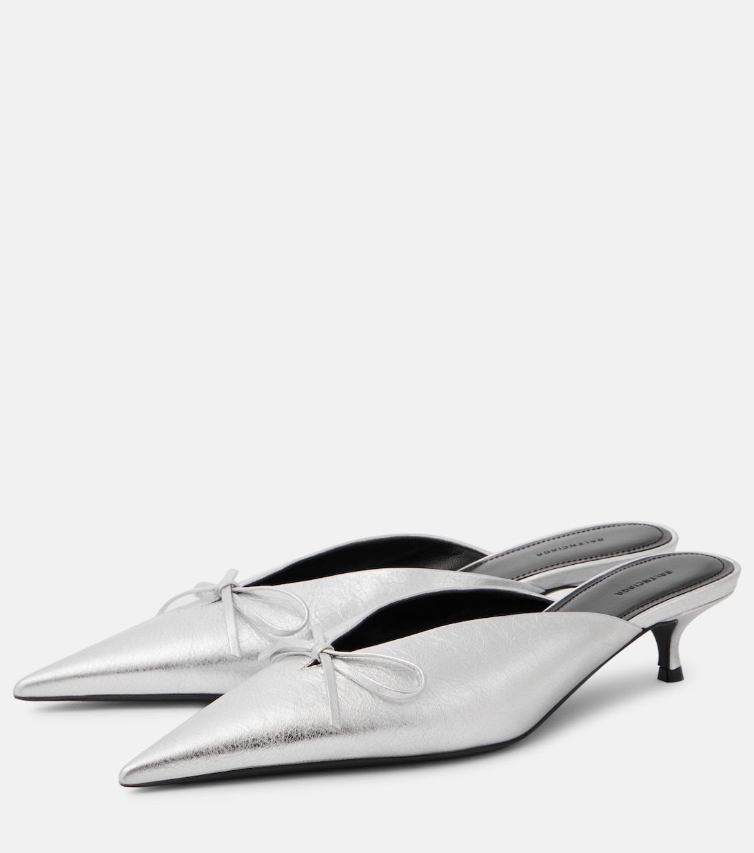 Босоножки Bow 40 с металлизированной кожей и ножом Balenciaga, серебряный — фото 4
