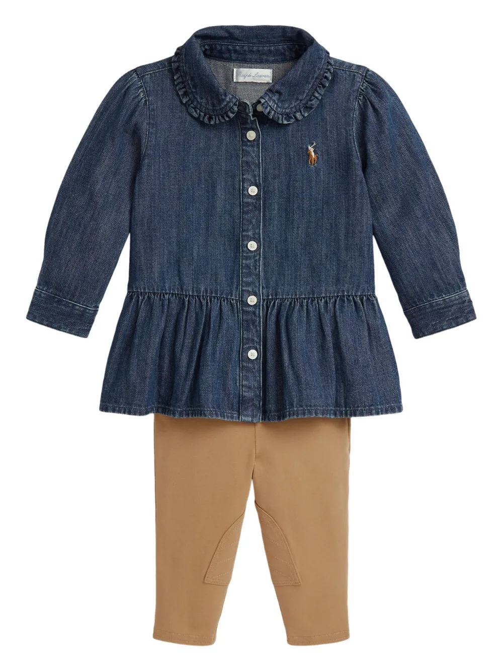 

Комплект из трех брюк с оборками POLO RALPH LAUREN KIDS, синий