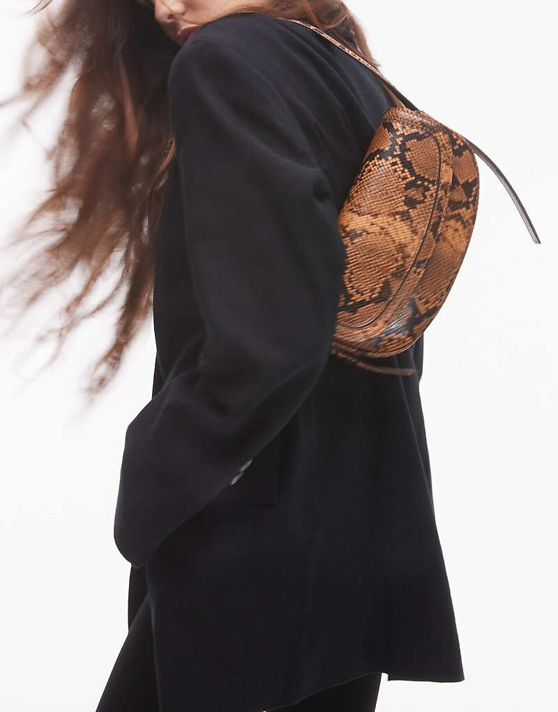 

Topshop – Stefan – сумка через плечо Crescent с узором из змеиной кожи