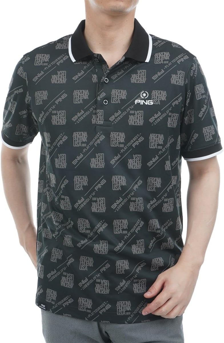 

Мужская поло-рубашка с коротким рукавом Pin Apparel 621-5160313 (с косым логотипом) / для гольфа Ping, черный