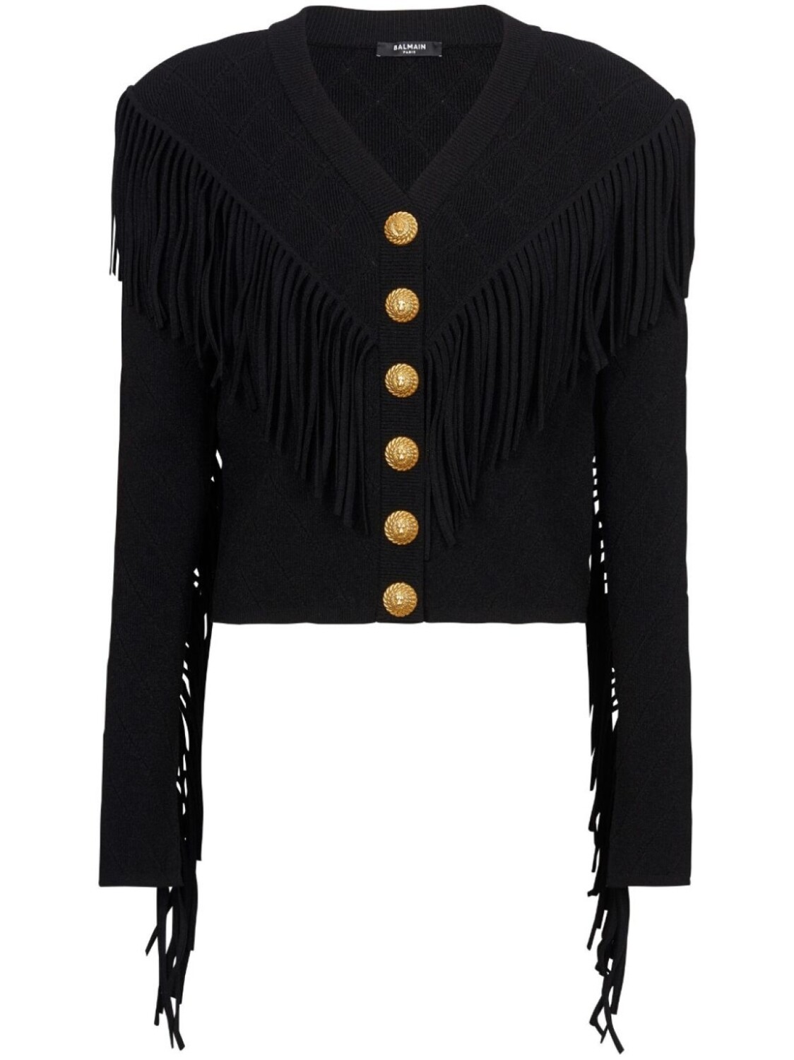 

Balmain кардиган 5-Button с бахромой, черный