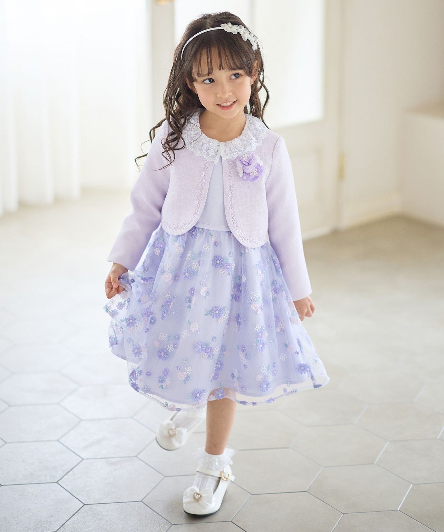 Платье с цветочной вышивкой ANY KIDS, Lavender [073] — фото 3