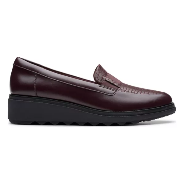 Женские кожаные лоферы Sharon Pace на клиновидном каблуке без шнуровки Clarks, цвет merlot leather — фото 2