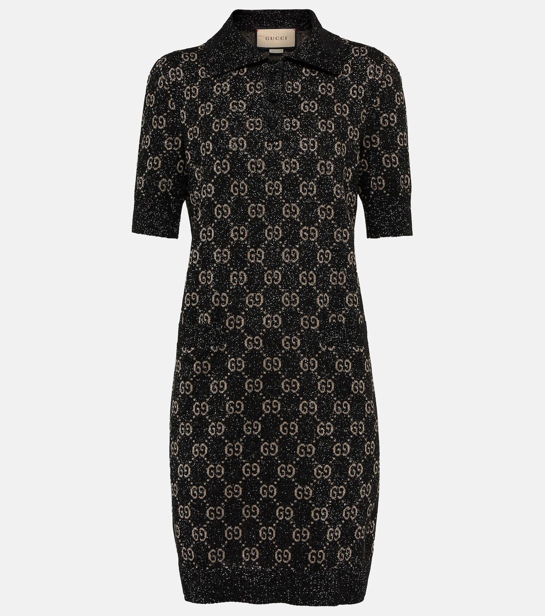 

Жаккардовое мини-платье Lamé с узором GG GUCCI, черный