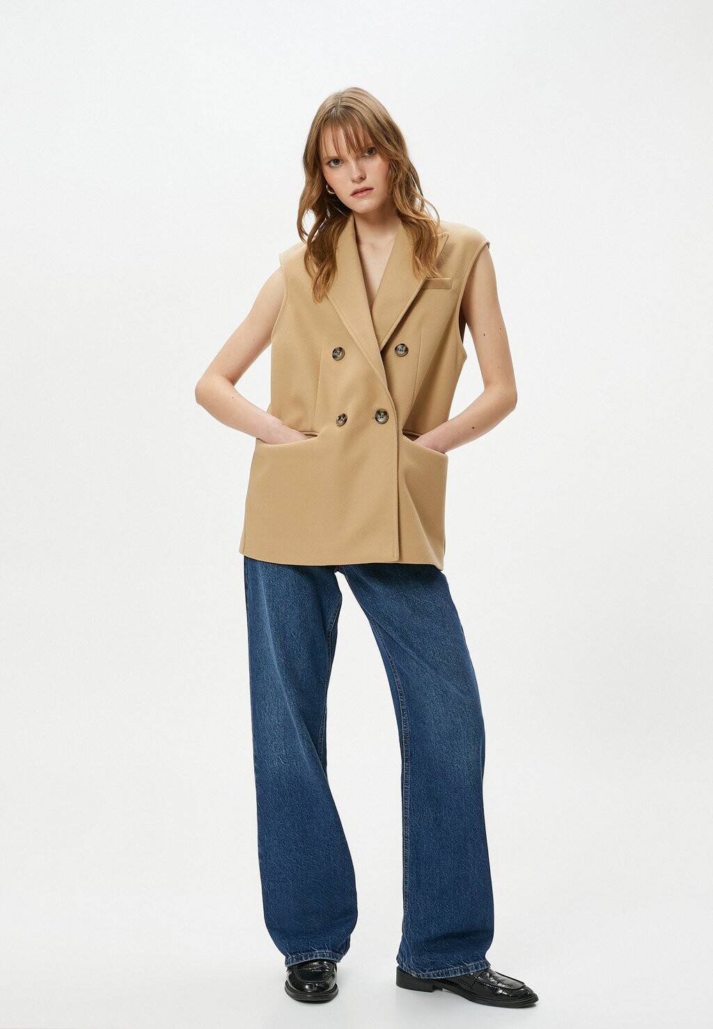 

Жилет POCKET DETAIL BUTTONED DOUBLE BREASTED Koton, коричневый