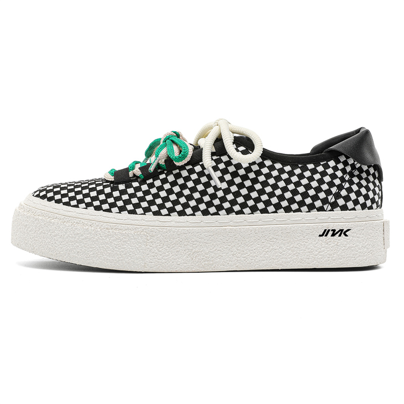 

Kinglake Износостойкие амортизирующие низкие скейтерские кроссовки мужские черно-белая клетка, цвет Black White Plaid