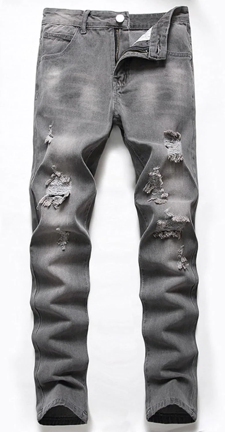 Джинсы Classic Ripped Straight Leg, серый — фото 2