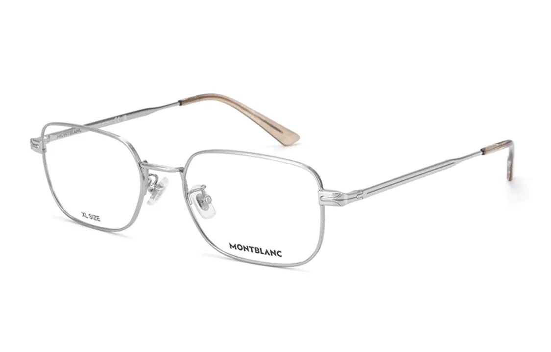 

MONTBLANC Металлическая прямоугольная оправа для очков мужская Silver, Silver