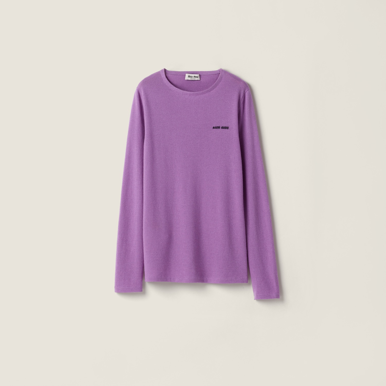 

Кашемировый свитер с шелком и круглым вырезом MIU MIU, глициния