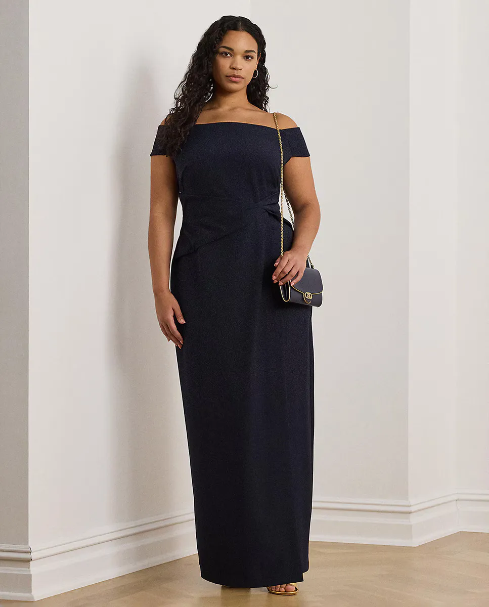 

Длинное вечернее платье больших размеров Lauren Ralph Lauren Woman, темно-синий