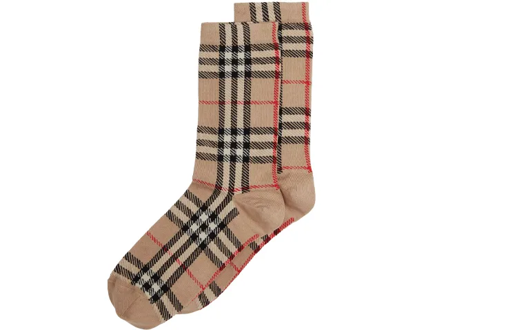Носки Burberry, женские, клетчатые, бежевый