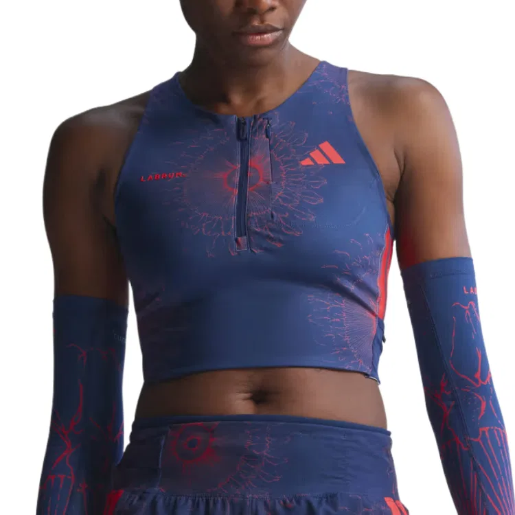 Женский топ для бега Tank Top Adidas, Dark Blue/Bright Red — фото 3