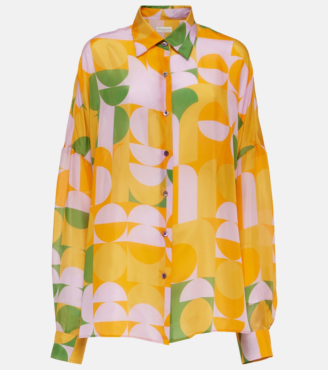

Шелковая рубашка с принтом Dries Van Noten, оранжевый