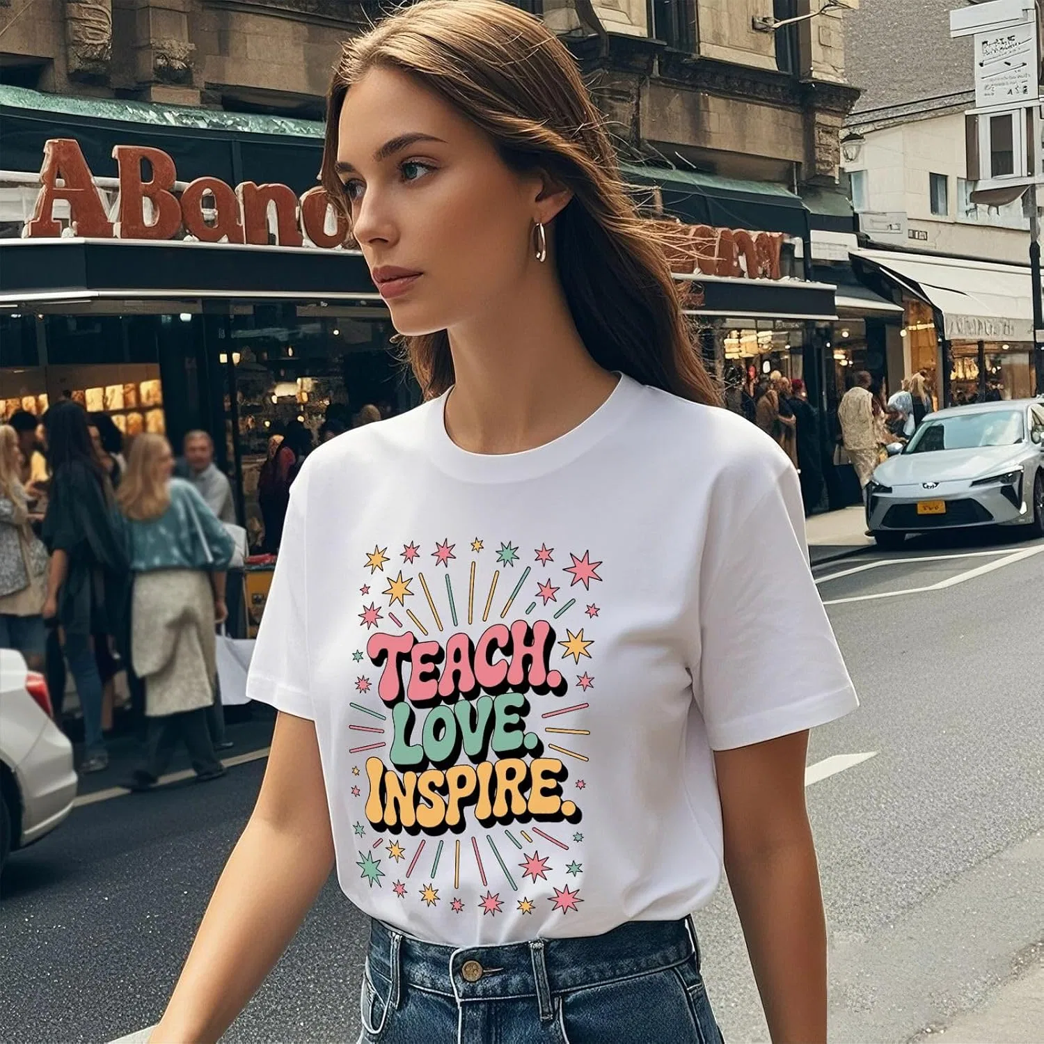 Футболка Teach Love Inspire для женщин Casual Generic, белый — фото 4