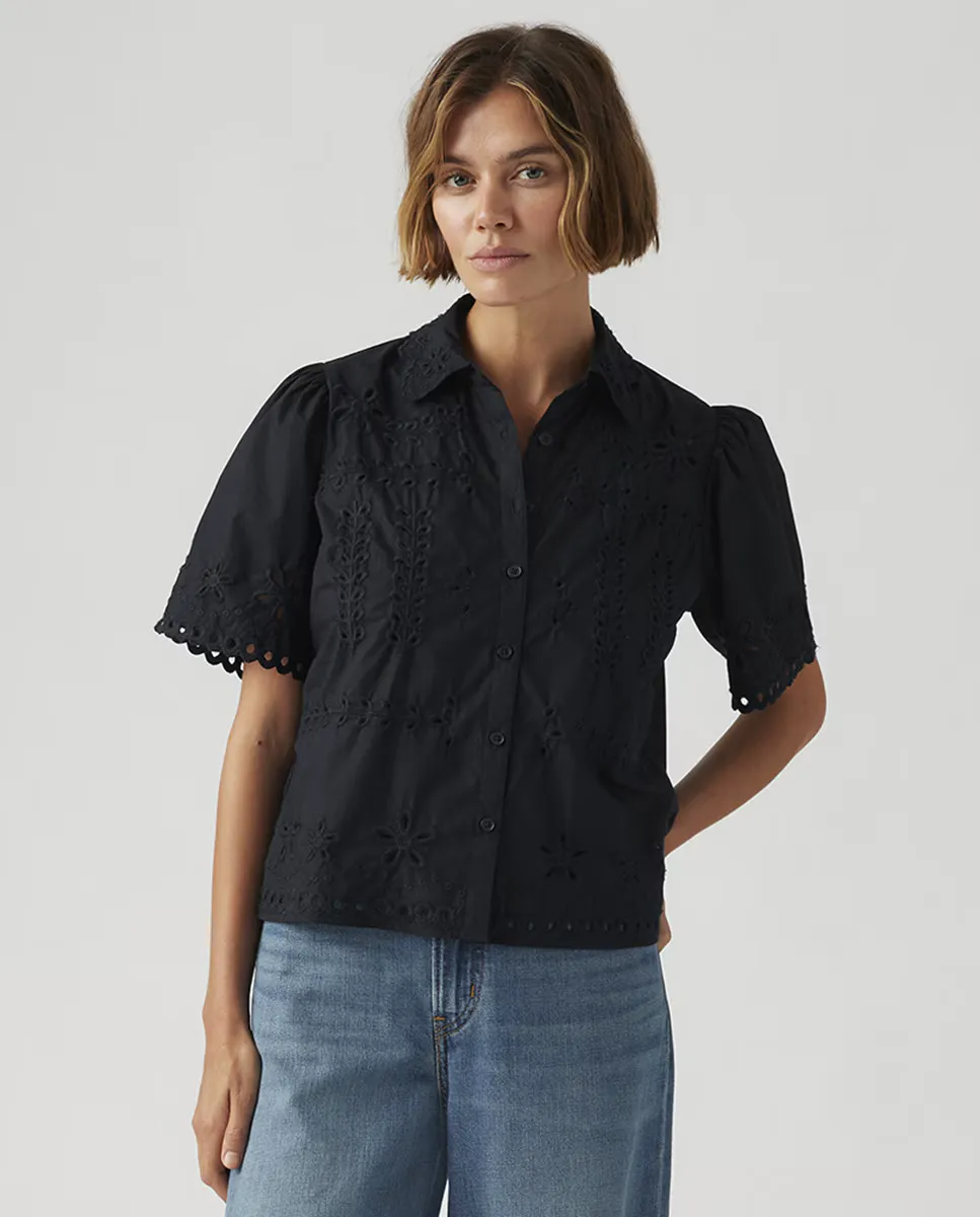 

Женская рубашка с короткими рукавами и ажурными деталями Levi's, черный