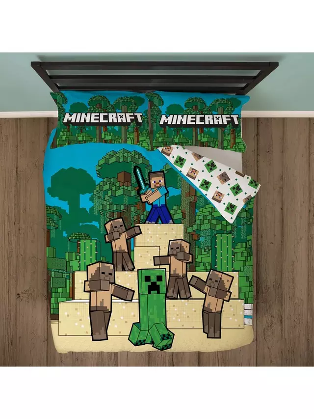 

Комплект из пододеяльников и наволочки Minecraft Reversible Pure Cotton, цвет green/multi