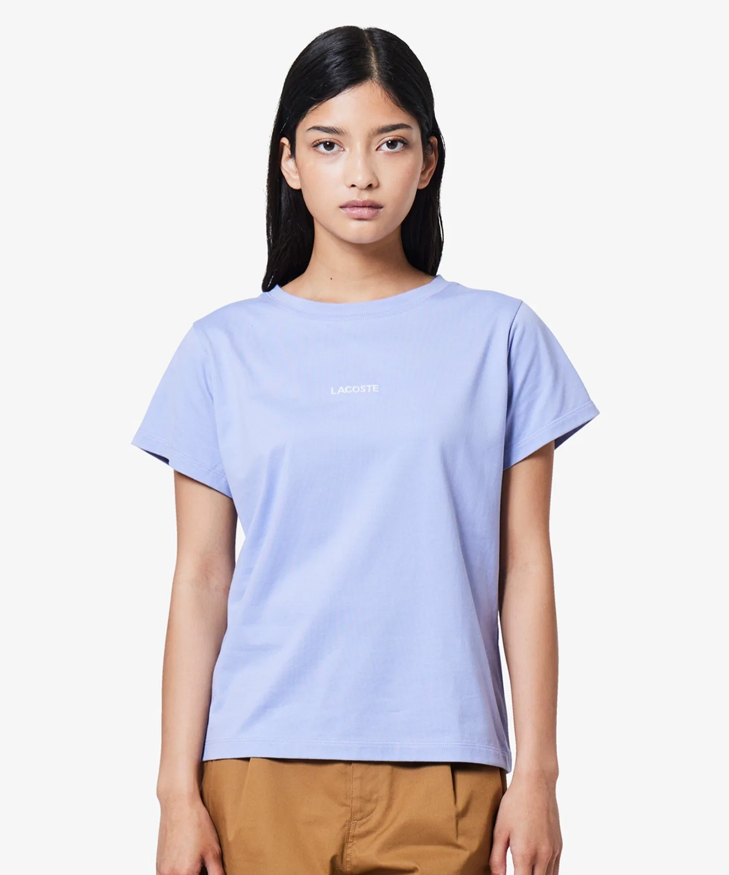 Футболка LACOSTE с логотипом, женская, хлопковая, белая