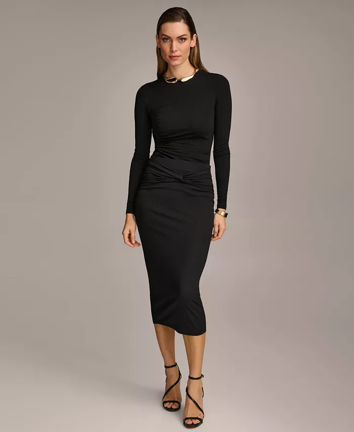 

Юбка-карандаш Donna Karan с драпировкой спереди на резинке Donna Karan New York, черный