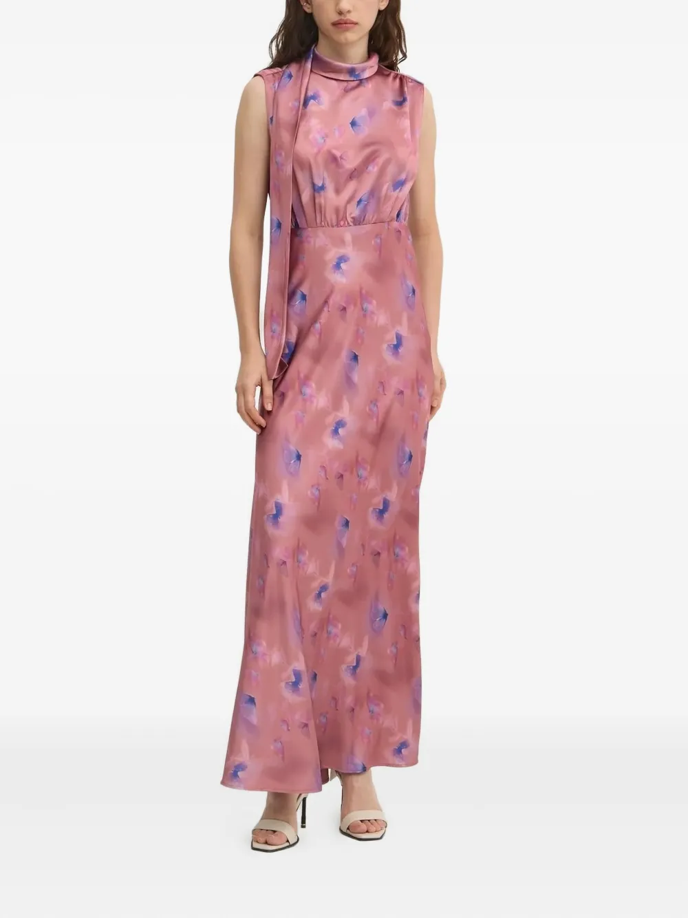 

Атласное платье макси с принтом Hugo, розовый
