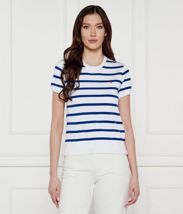 

Футболка женская Polo Ralph Lauren в полоску, белый/синий