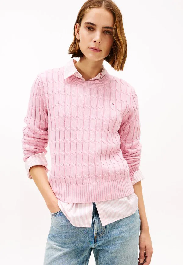Свитер с круглым вырезом и косами Tommy Hilfiger, Bonita Pink