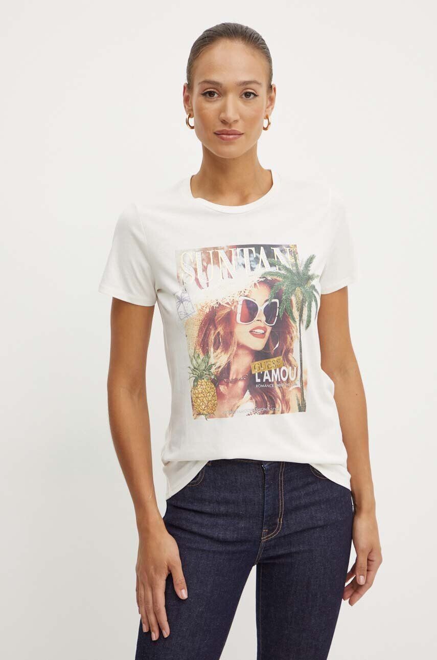 

SUTAN хлопковая футболка Guess, бежевый