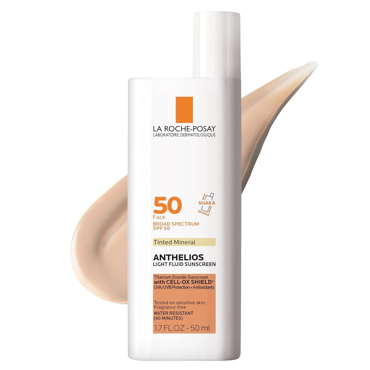 La roche-posay anthelios солнцезащитный крем SPF 40, ультралегкая жидкость широкого спектра SPF 40, для лица с диоксидом титана, легкий и быстро впитывающийся, без масла, матовый финиш, Tinted