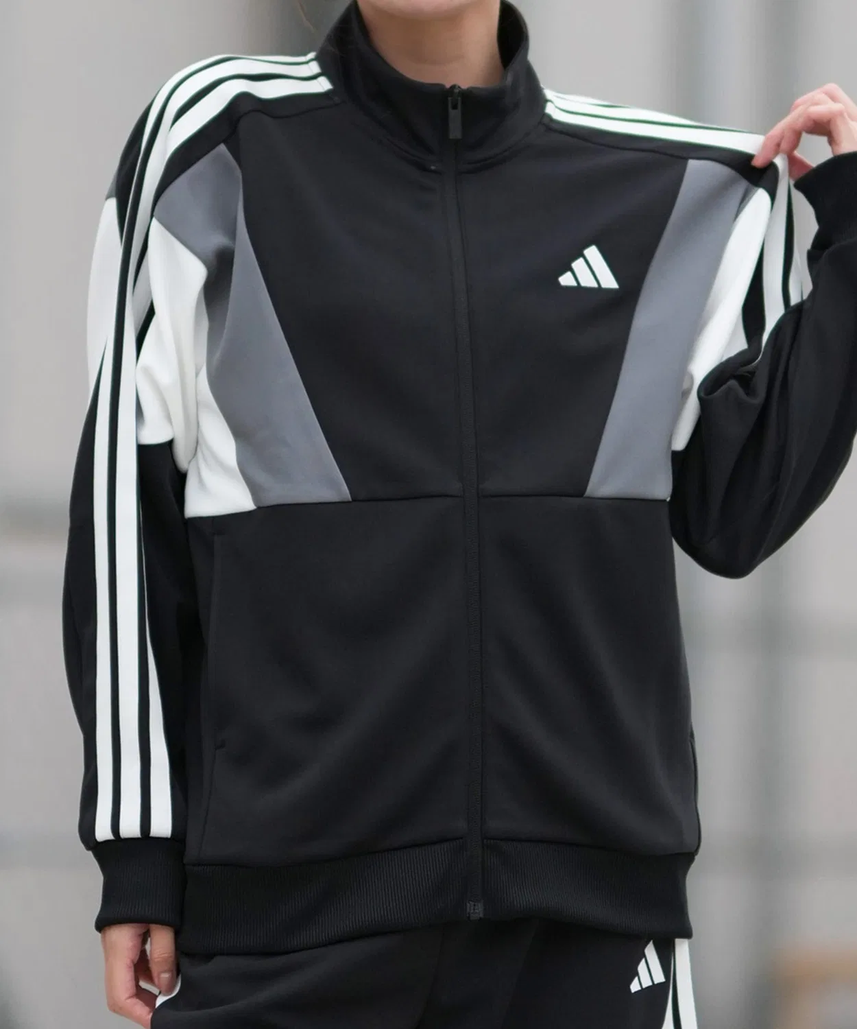Трек-топ женский adidas Team Track Top UV-защита, длинный рукав, черно-белый