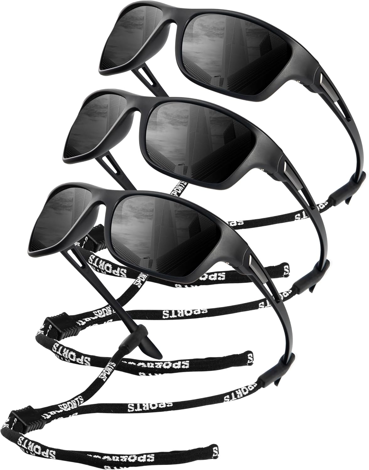 

Поляризованные солнцезащитные очки KALIYADI для мужчин, спортивные солнцезащитные очки для вождения, езды на велосипеде и рыбалки с защитой от УФ-излучения, Matte Black/Matte Black/Matte Black