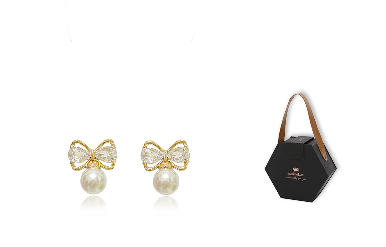 

Серьги-гвоздики с жемчужным бантом из сплава для женщин Muyan, золотой/черный