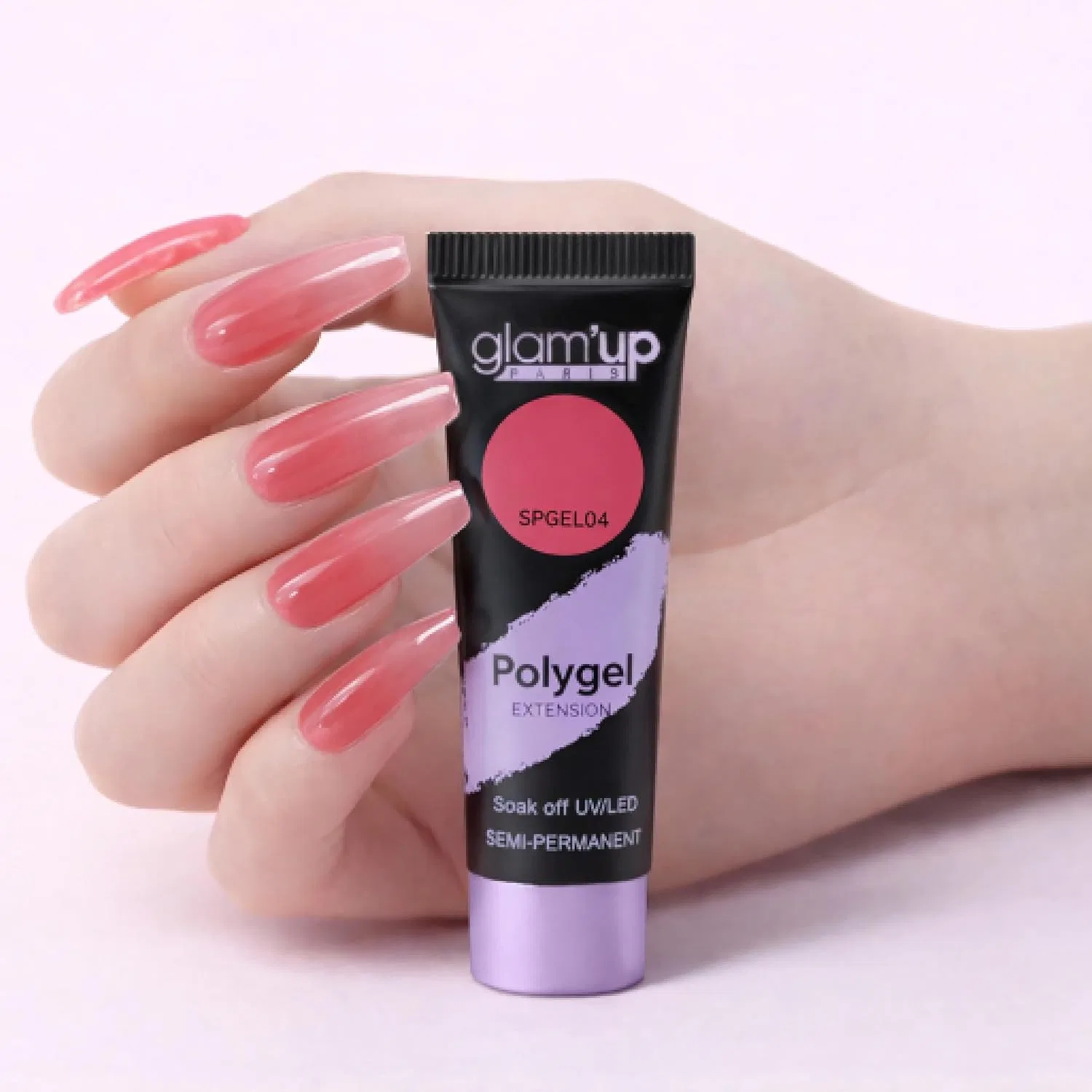 Полуперманентный полигель для наращивания ногтей Glam'Up Paris Glam Up, Red — фото 2