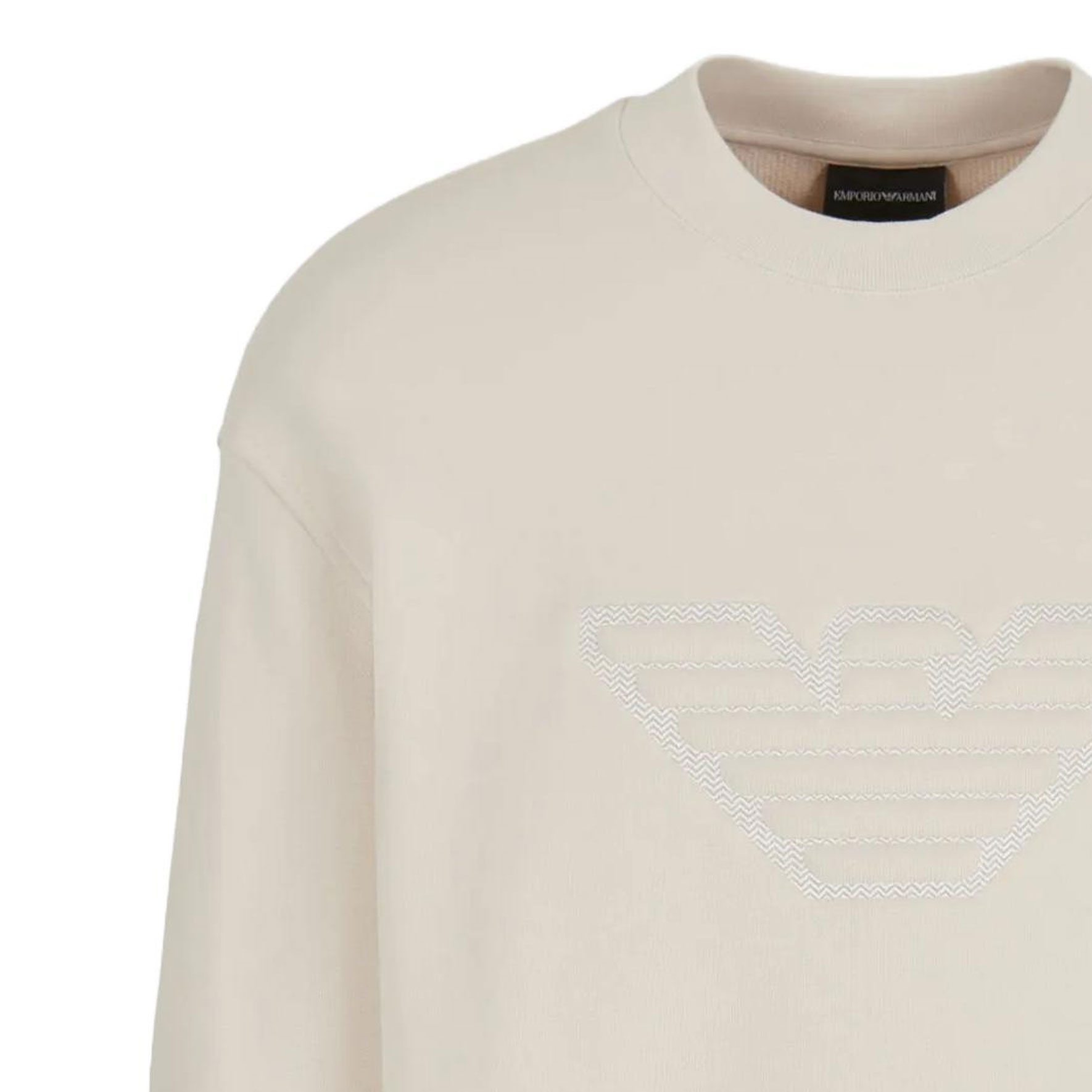 Свитшот из хлопка с тисненым логотипом EMPORIO ARMANI, светло-умбра — фото 4