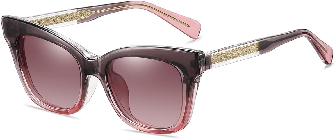 

Поляризованные солнцезащитные очки Tr90 с магнитным креплением «кошачий глаз», защита от УФ-излучения UV400, ацетатные дужки, защита от синего света, квадратная форма weiyuchen, Grey Purple Pink