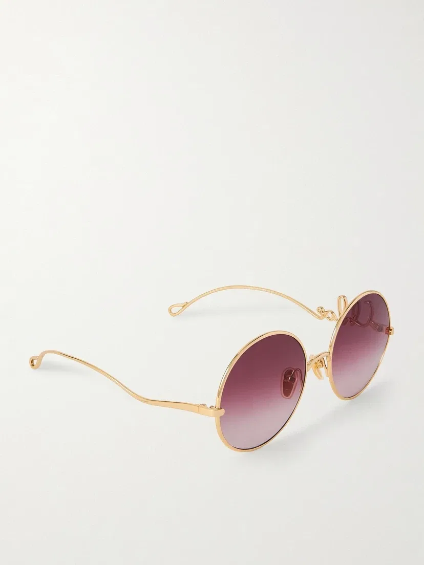 Культовые круглые солнцезащитные очки золотистого цвета Chloé Eyewear, золотой — фото 3