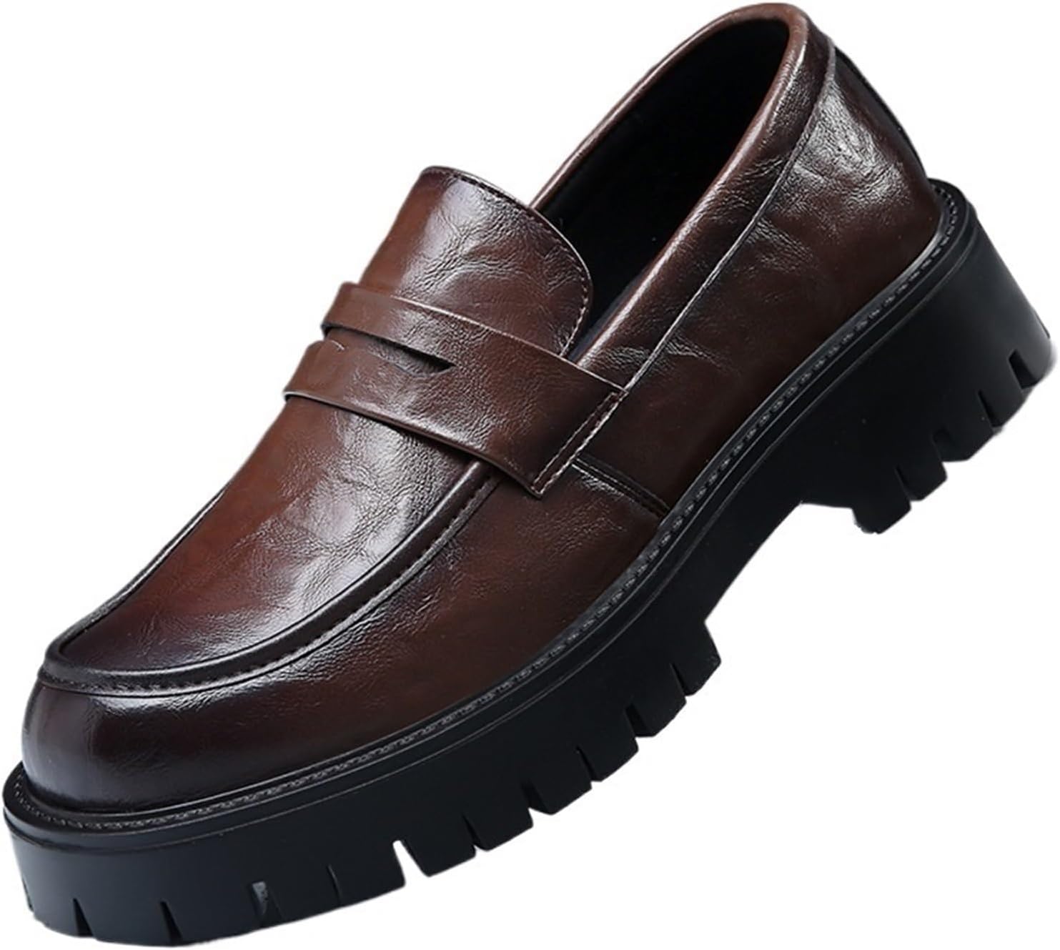 

Мужские лоферы Удобные повседневные слипоны Лоферы для бизнеса и офиса Лоферы с платформой Penny Повседневная обувь на открытом воздухе Удобные классические кожаные туфли с круглым носком для работы и прогулок Generic, коричневый