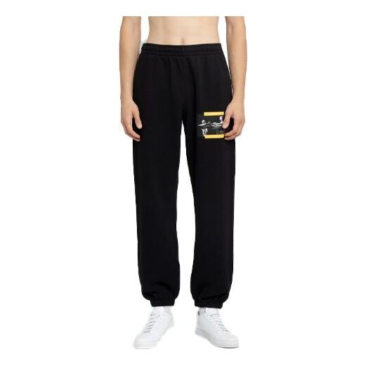 

Брюки caravaggio-print track pants 'black yellow' Off-White, черный