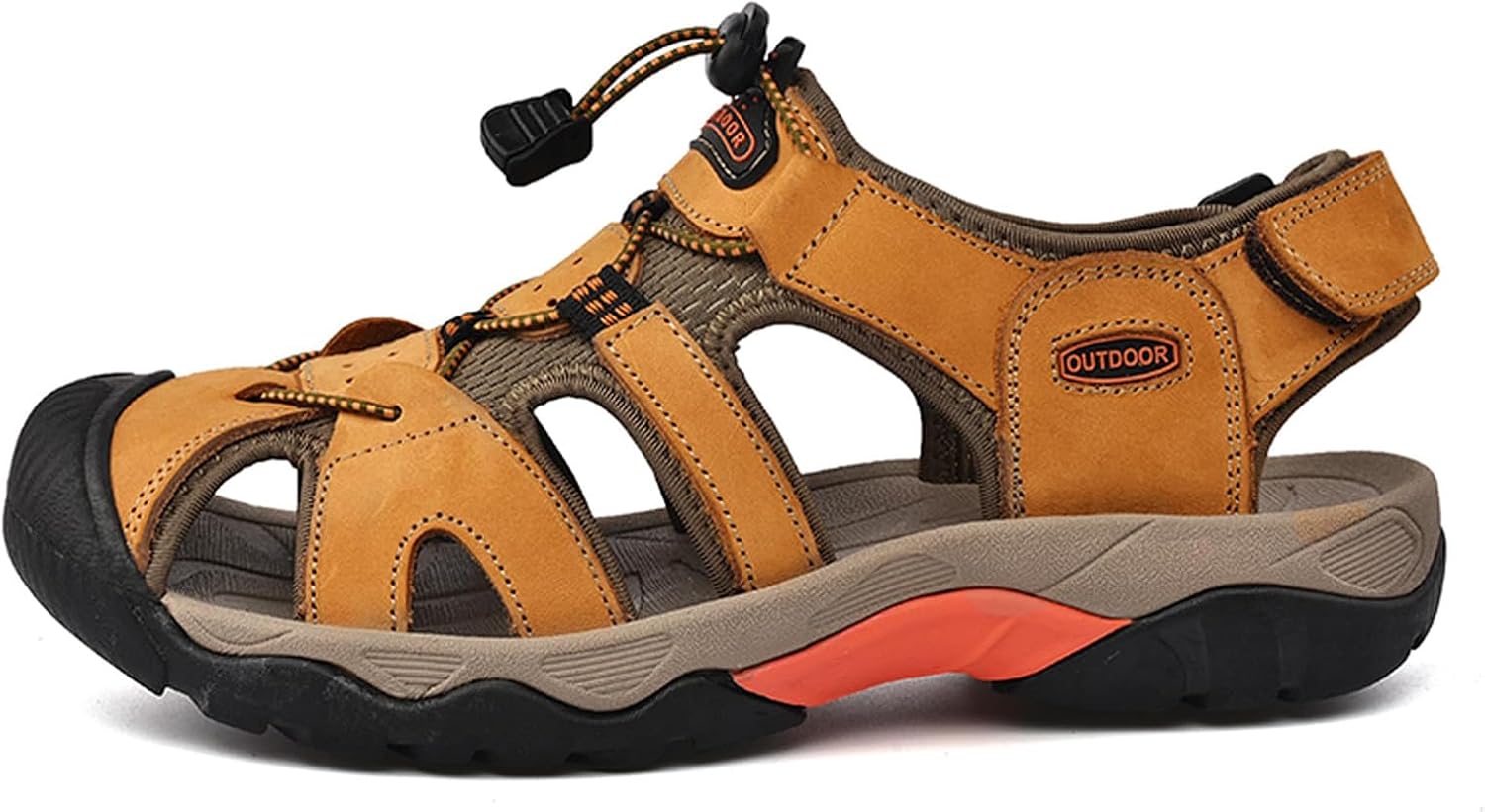 

Мужские закрытые сандалии для пеших прогулок, спортивные водонепроницаемые кожаные сандалии, легкие летние прогулочные повседневные водные обувь Generic, желтый