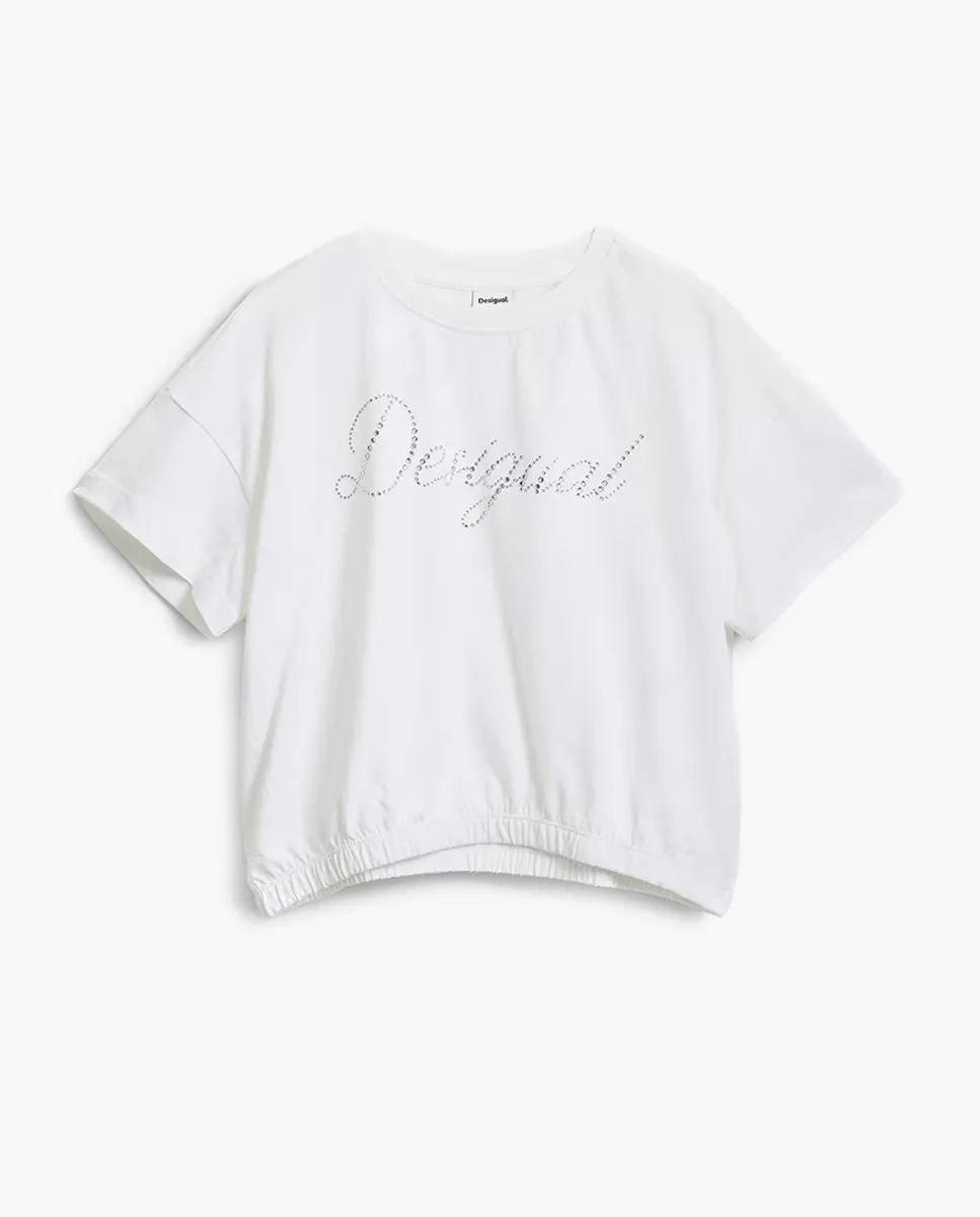 

Девичья футболка со стразами Desigual, белый