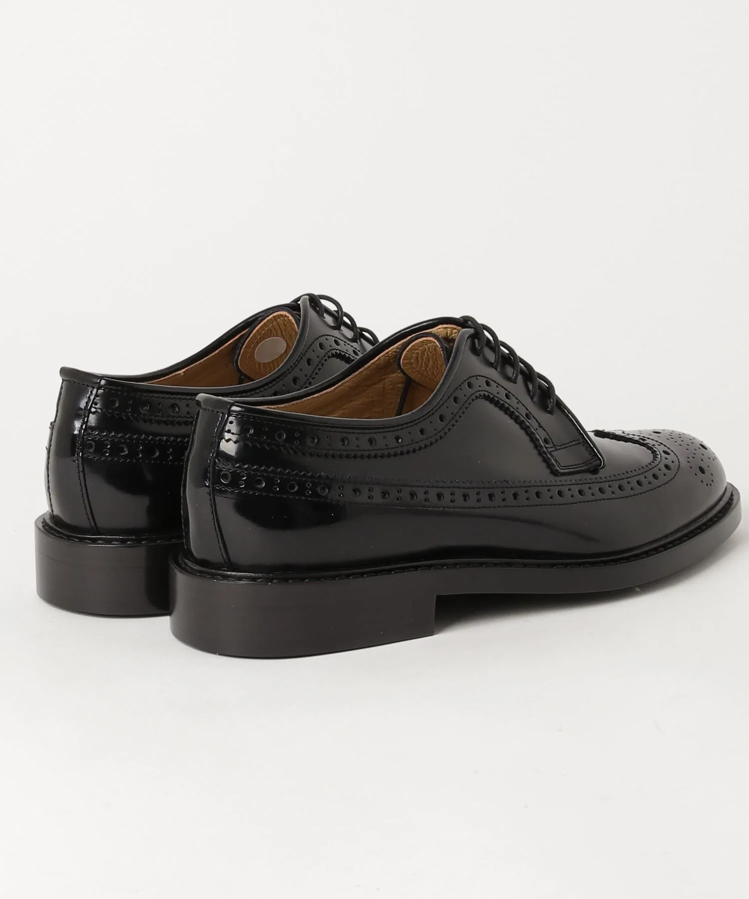 Туфли-лодочки HARUTA WINGTIP LACE-UP с перфорацией на шнуровке, модель 710, черные. — фото 2