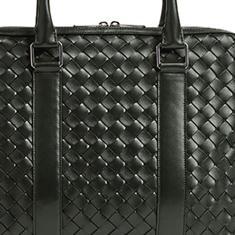 Bottega Veneta Кожаный с текстилем портативный одноплечевой кросбоди портфель мужской темно-зеленый — фото 4