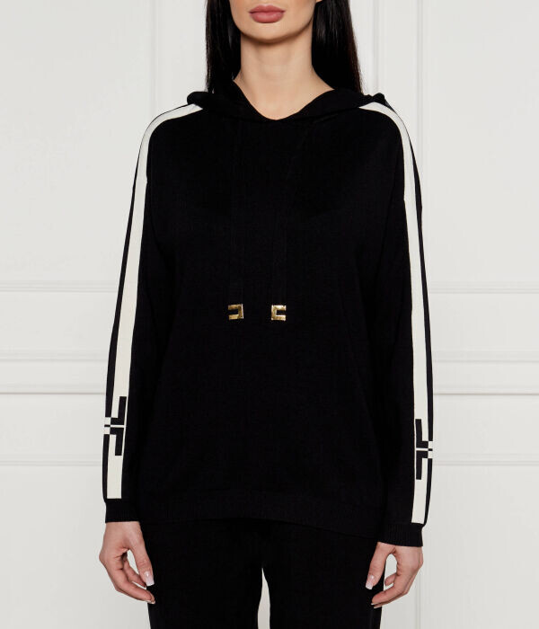 

Свитшот женский Elisabetta Franchi с капюшоном, черный