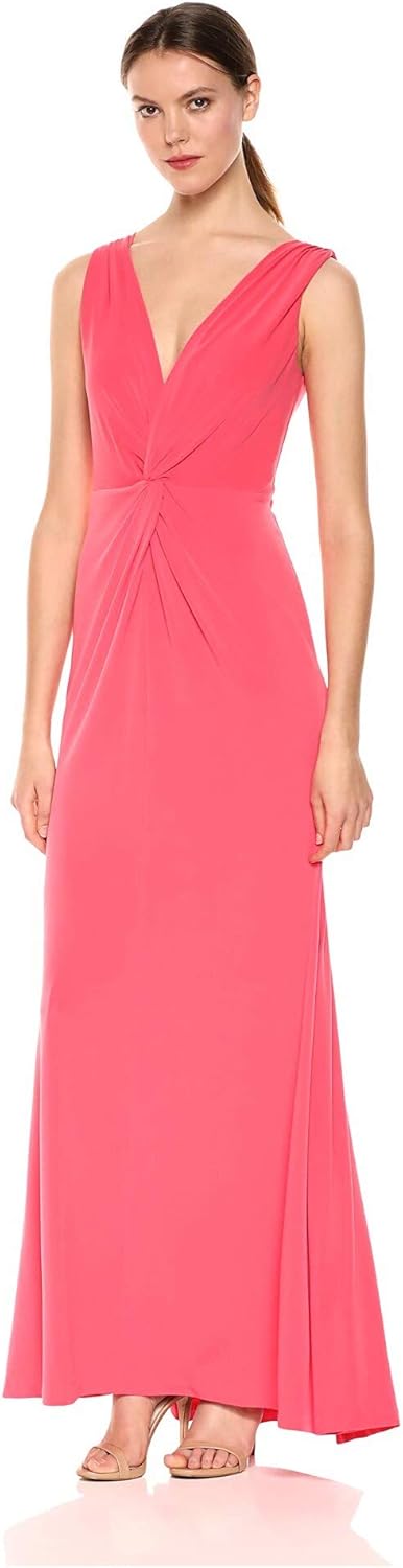 

Женское платье без рукавов Calvin Klein с V-образным вырезом и закрученным узлом спереди, Watermelon