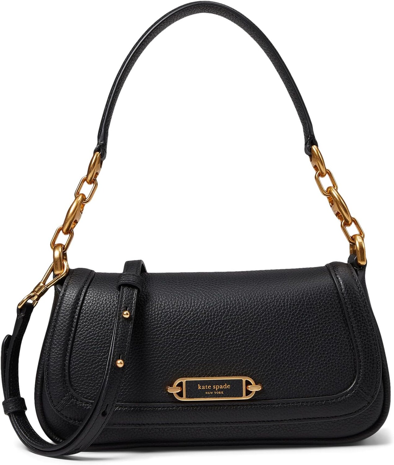 

Маленькая сумка на плечо Gramercy из шагреневой кожи с клапаном Kate Spade New York, черный