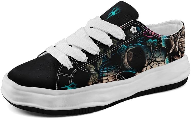 

Кеды AWSOLE Fashion с черепом и розой на холсте для мужчин и женщин, унисекс, готический стиль, модные плоские удобные кроссовки черного, белого и красного цвета