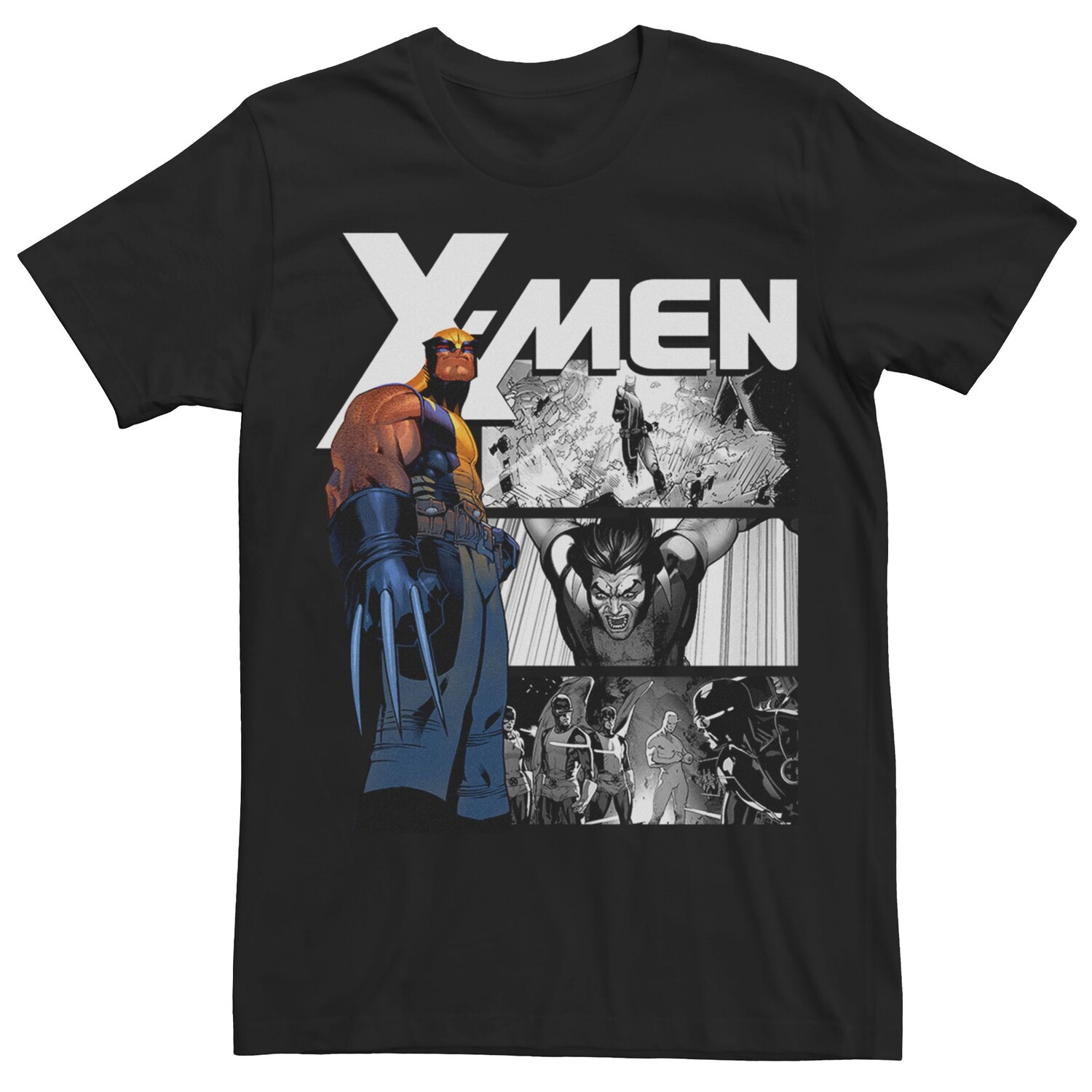 

Мужская классическая футболка с графическим рисунком Marvel X-Men Wolverine Panels Licensed Character