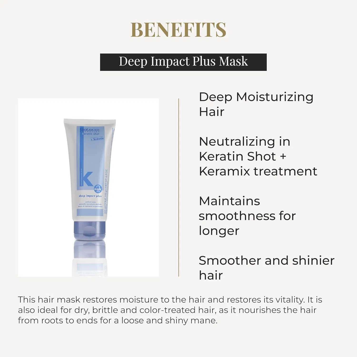 Маска для волос «Keratin Shot Deep Impact Plus» 6.9 унций от Salerm Salerm — фото 3