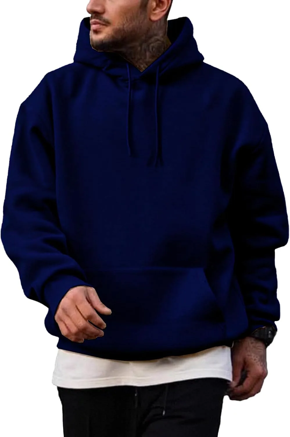 

Мужской худи 2025 трендовая однотонная флисовая подкладка длинный рукав с карманом RSZGSWS