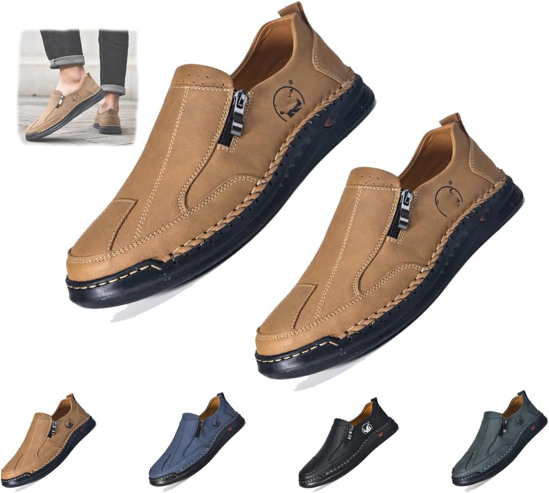 

Мужские кожаные повседневные слипоны лоферы бизнес-мокасины легкие освежающие классические туфли для прогулок, вождения и путешествий на улице Generic, коричневый