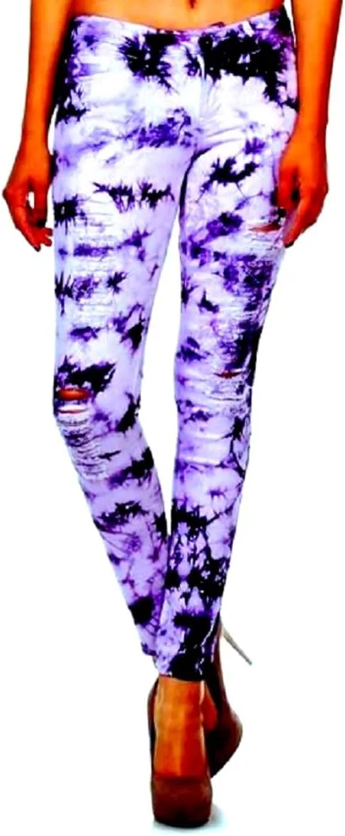 

Женские джинсы Premium Juniors Blue Acid Tie Dye Destroy Skinny Ripped Distressed Stretch JEANS FOR LOVE